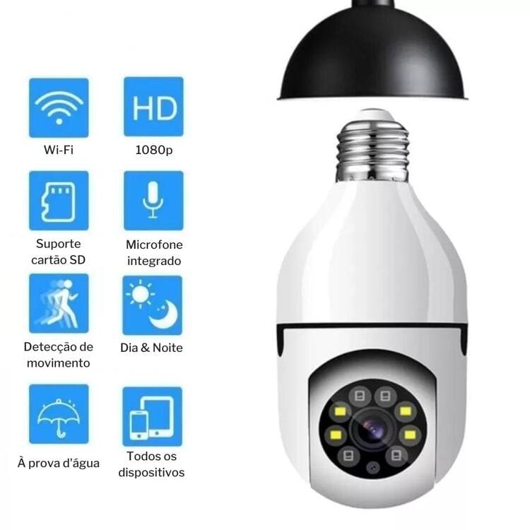 CÂMERA DE SEGURANÇA FULL HD WI-FI-INTELIGENTE 360°