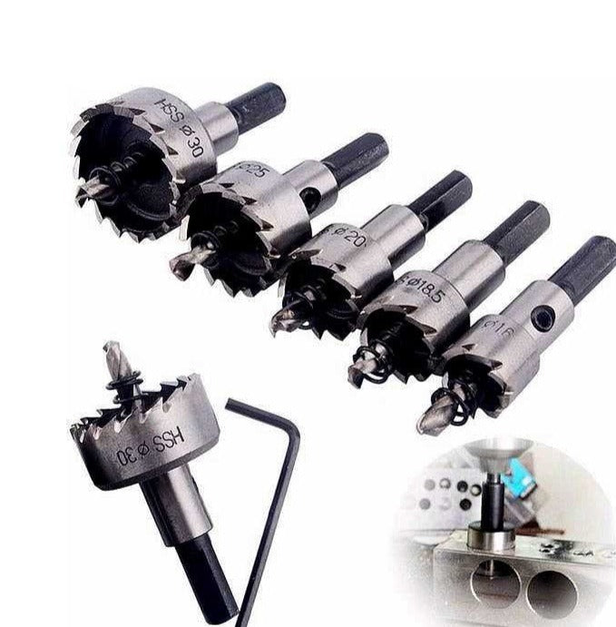KIT 5 BROCAS SERRA COPO TITÂNIO PARA FERRO, METAL, MADEIRA