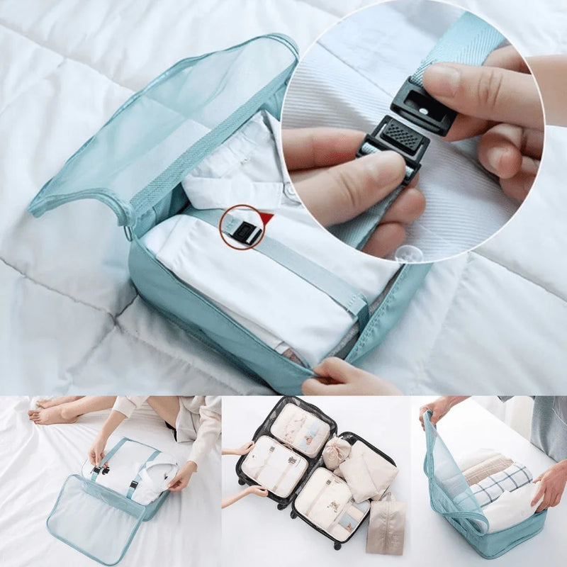 KIT ORGANIZADOR DE MALAS PARA VIAGENS - COMPRE 4 E LEVE 7