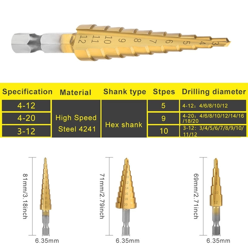 Conjunto de Brocas Titanium 3pçs 12mm / 412mm / 420mm - Fulu