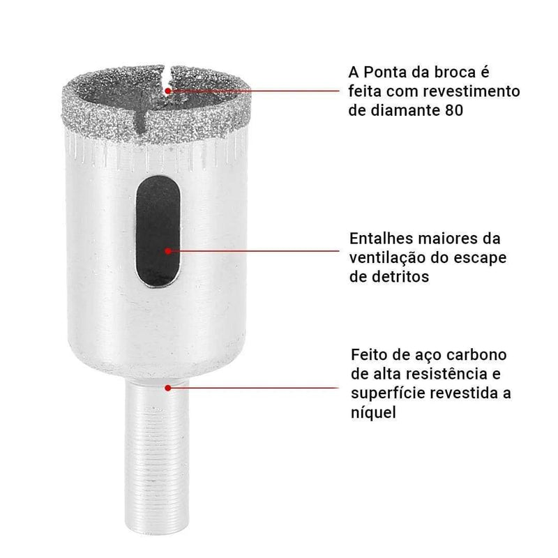 KIT 10 BICOS DE FURO DIAMANTADO BROCA SERRA COPO