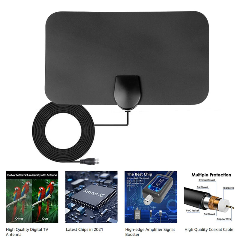 Antena Digital Interna Amplificada HDTV 4K Fulu - Zero Cobranças em sua TV